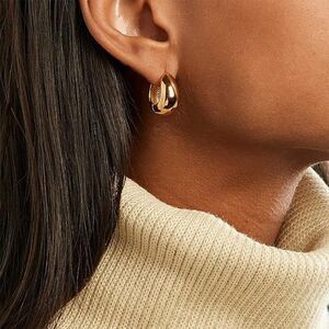 New Chunky Glossy Gold Hoop Hinged Earrings Huggie Hoop Earrings Dangle Earrings